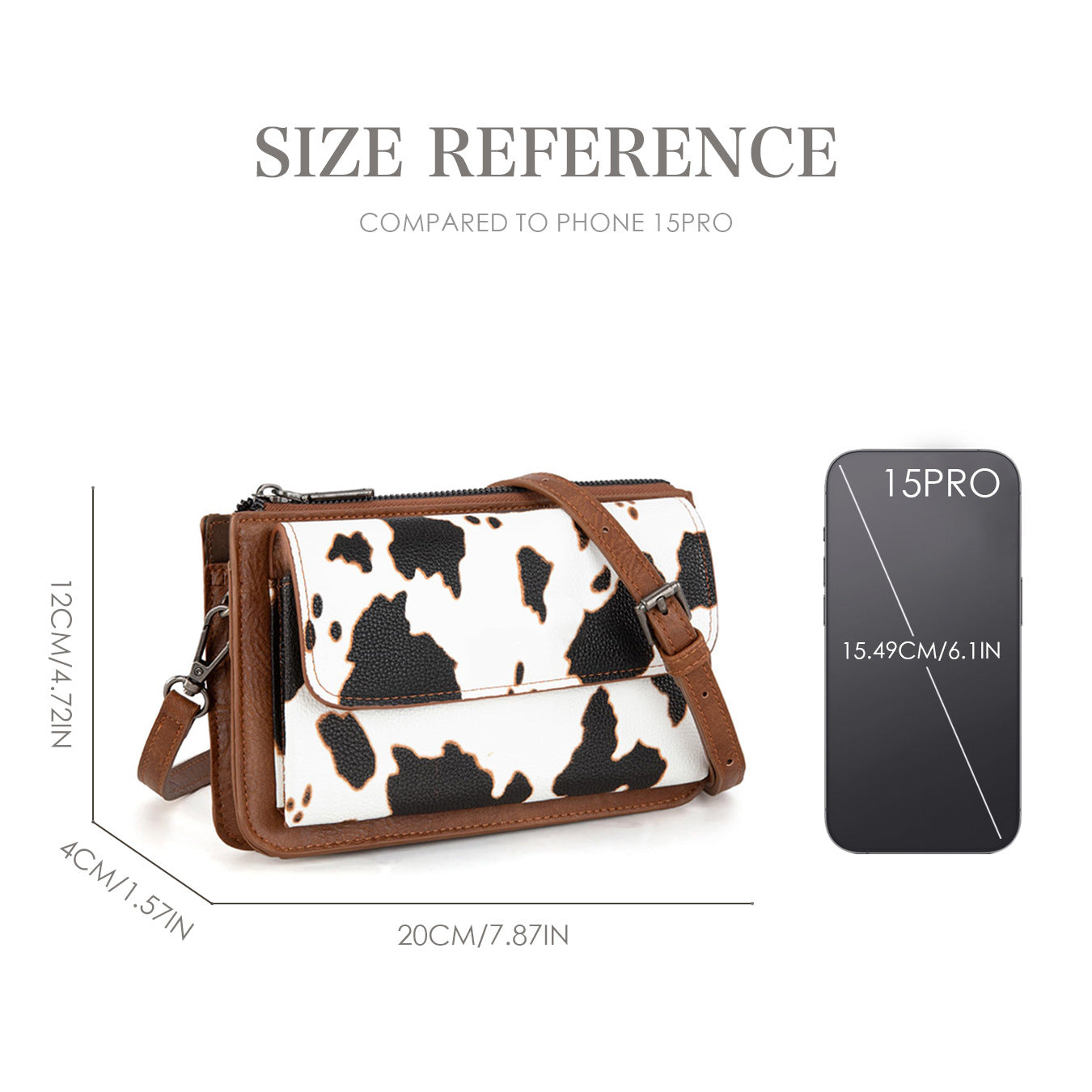 Wholesale Retro solid color cow pattern shoulder bag messenger bag